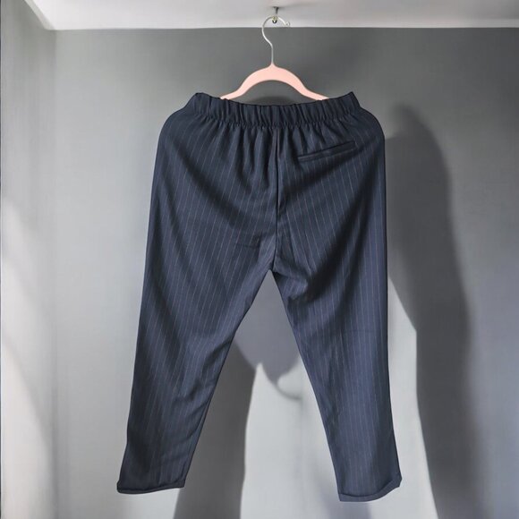 Bershka BSK Girl Navy Pinstripe Pants - Picture 3 of 5